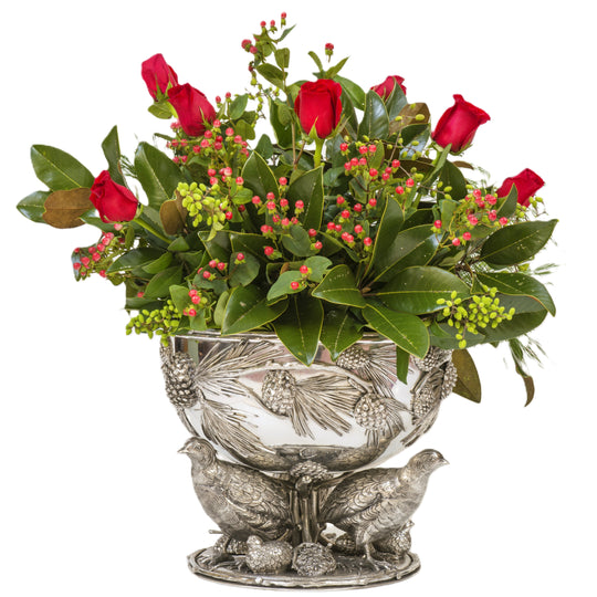 Italian Pewter Quail Centerpiece Bowl with 3 Quail Base-Home/Giftware-Kevin's Fine Outdoor Gear & Apparel