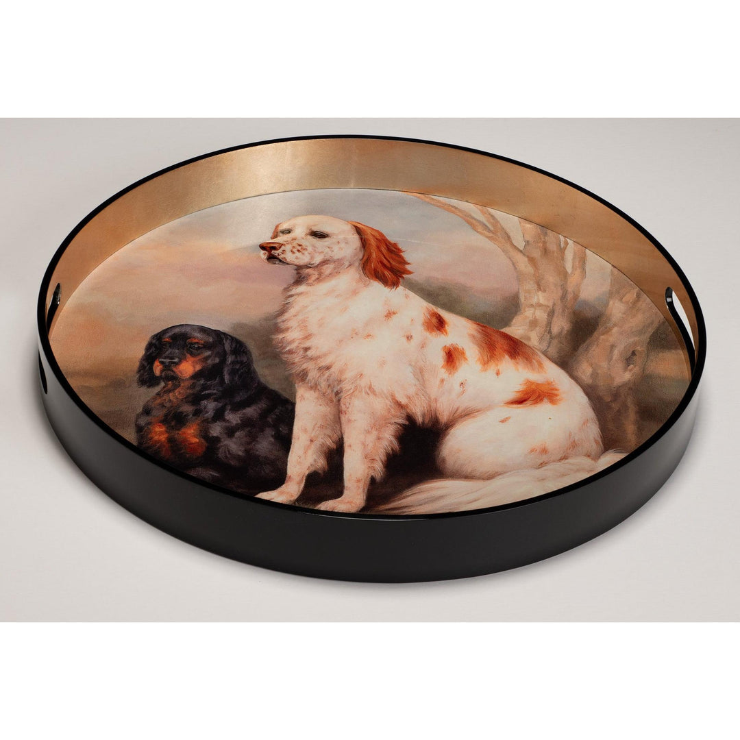 Round Lacquer Tray w/ Handles-Home/Giftware-English Setters w/ Black-Kevin's Fine Outdoor Gear & Apparel