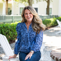 Sail to Sable Ruffle Front Top with Tassels-Women's Clothing-Tropical Block-XS-Kevin's Fine Outdoor Gear & Apparel