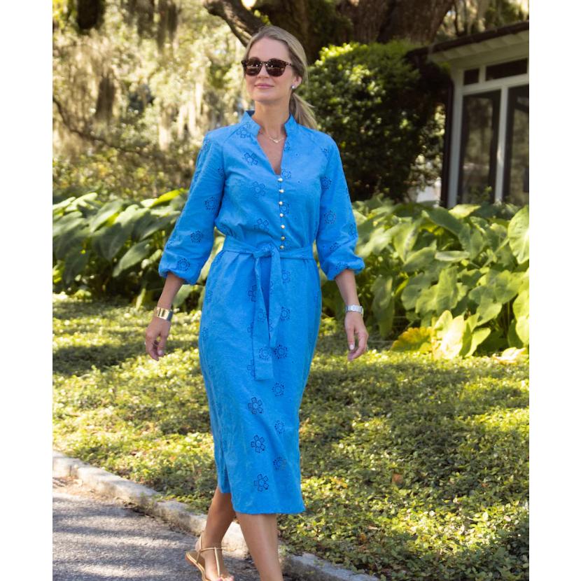 Sail to Sable Molly Dress-Women's Clothing-Azure Floral Eyelet-XS-Kevin's Fine Outdoor Gear & Apparel