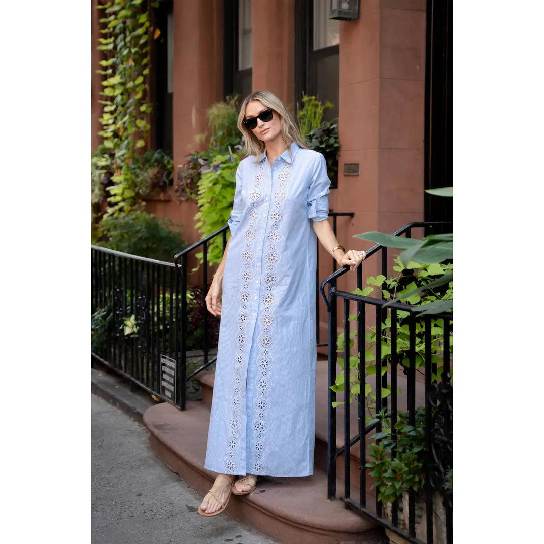 Sail to Sable Maxi Shirt Dress-Women's Clothing-Blue/White-XS-Kevin's Fine Outdoor Gear & Apparel