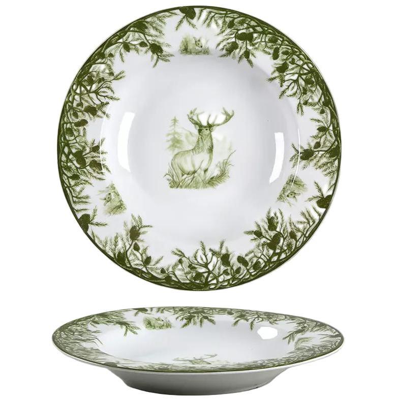 Green Deer 9" Rim Soup Bowl-Home/Giftware-Kevin's Fine Outdoor Gear & Apparel