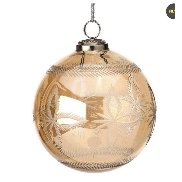 5" Clear Glass Ball W/ Fluret Ornament-Home/Giftware-Kevin's Fine Outdoor Gear & Apparel