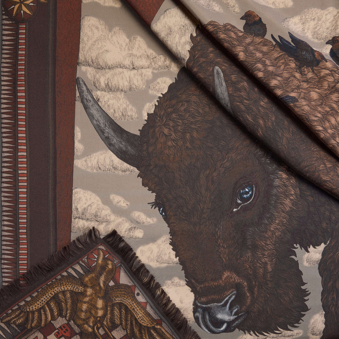 Sabina Savage Secrets of the Bison Silk Rectangle Scarf