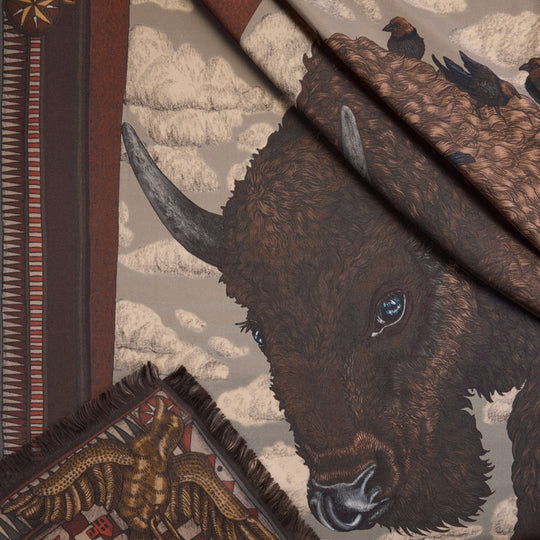 Sabina Savage Secrets of the Bison Silk Rectangle Scarf