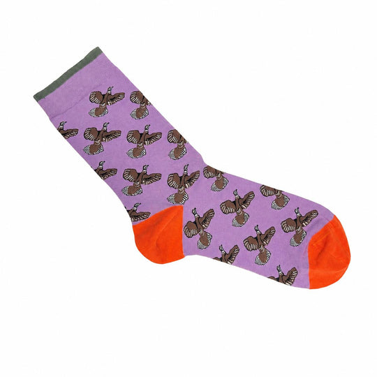 Kevin's Finest Ladies Upland Themed Socks-Women's Footwear-Lilac/Quail-Kevin's Fine Outdoor Gear & Apparel