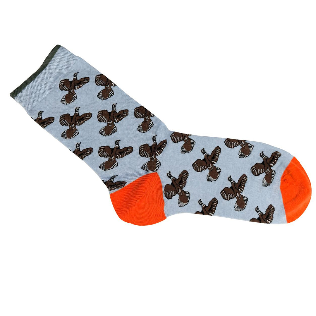 Kevin's Finest Ladies Upland Themed Socks-Women's Footwear-Sky Blue/Quail-Kevin's Fine Outdoor Gear & Apparel
