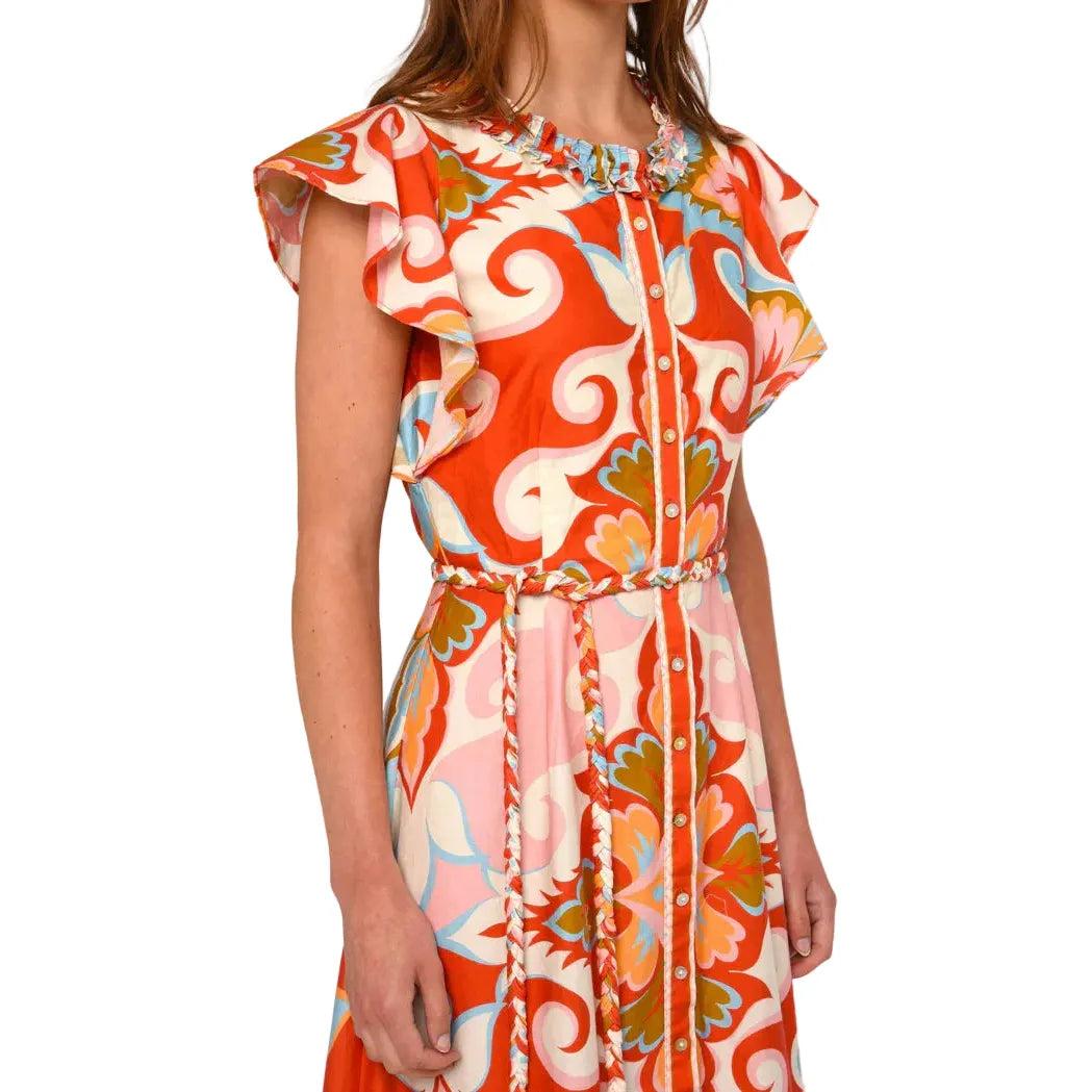 Love The Label Ella Midi Dress-Women's Clothing-Rosetti Print-XS-Kevin's Fine Outdoor Gear & Apparel
