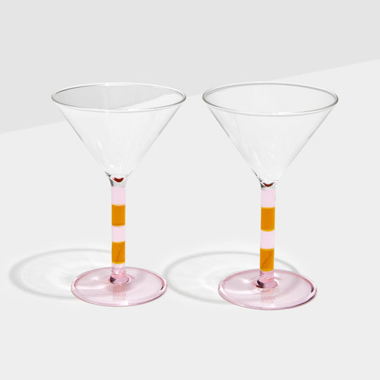 Fazeek Set of 2 Stripped Martini Glass-Home/Giftware-Pink + Amber-Kevin's Fine Outdoor Gear & Apparel