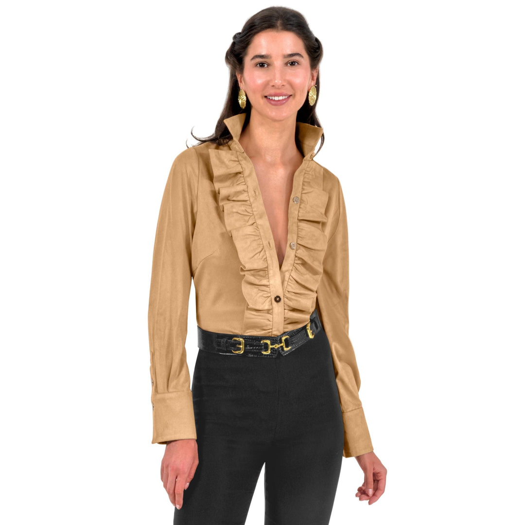 Gretchen Scott Ruffle Rumble Blouse-Ultra Suede-Women's Clothing-Kevin's Fine Outdoor Gear & Apparel
