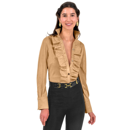 Gretchen Scott Ruffle Rumble Blouse-Ultra Suede-Women's Clothing-Kevin's Fine Outdoor Gear & Apparel