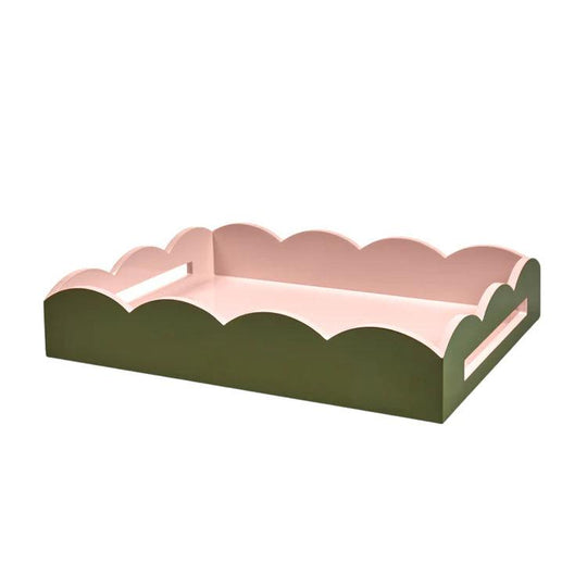 Scalloped Tray-Home/Giftware-Khaki/Pink-17" x 13"-Kevin's Fine Outdoor Gear & Apparel