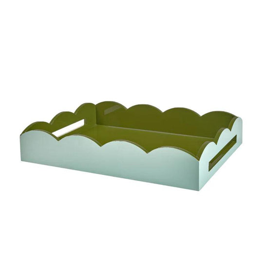 Scalloped Tray-Home/Giftware-Eau De Nil/Khaki-17" x 13"-Kevin's Fine Outdoor Gear & Apparel
