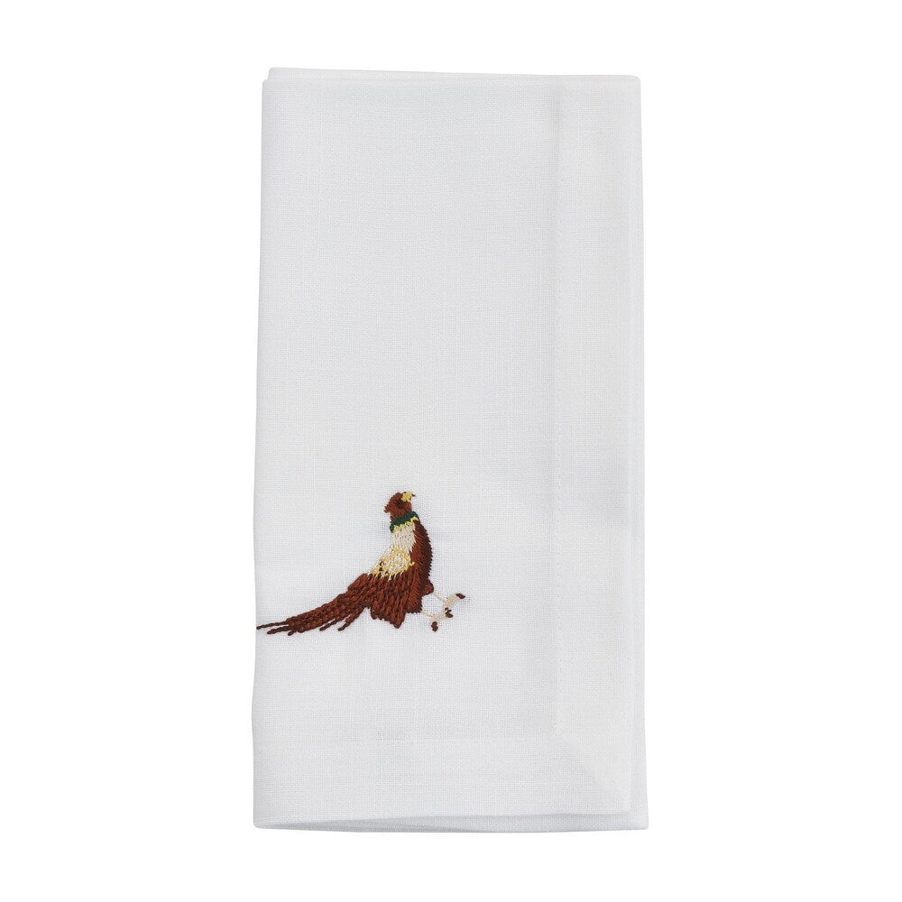 Embroidered Cotton Hemstitch 20" Napkins-Home/Giftware-Pheasant-Kevin's Fine Outdoor Gear & Apparel