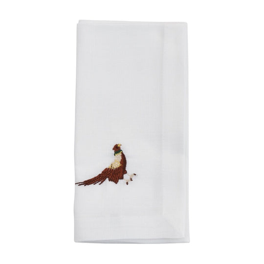 Embroidered Cotton Hemstitch 20" Napkins-Home/Giftware-Pheasant-Kevin's Fine Outdoor Gear & Apparel