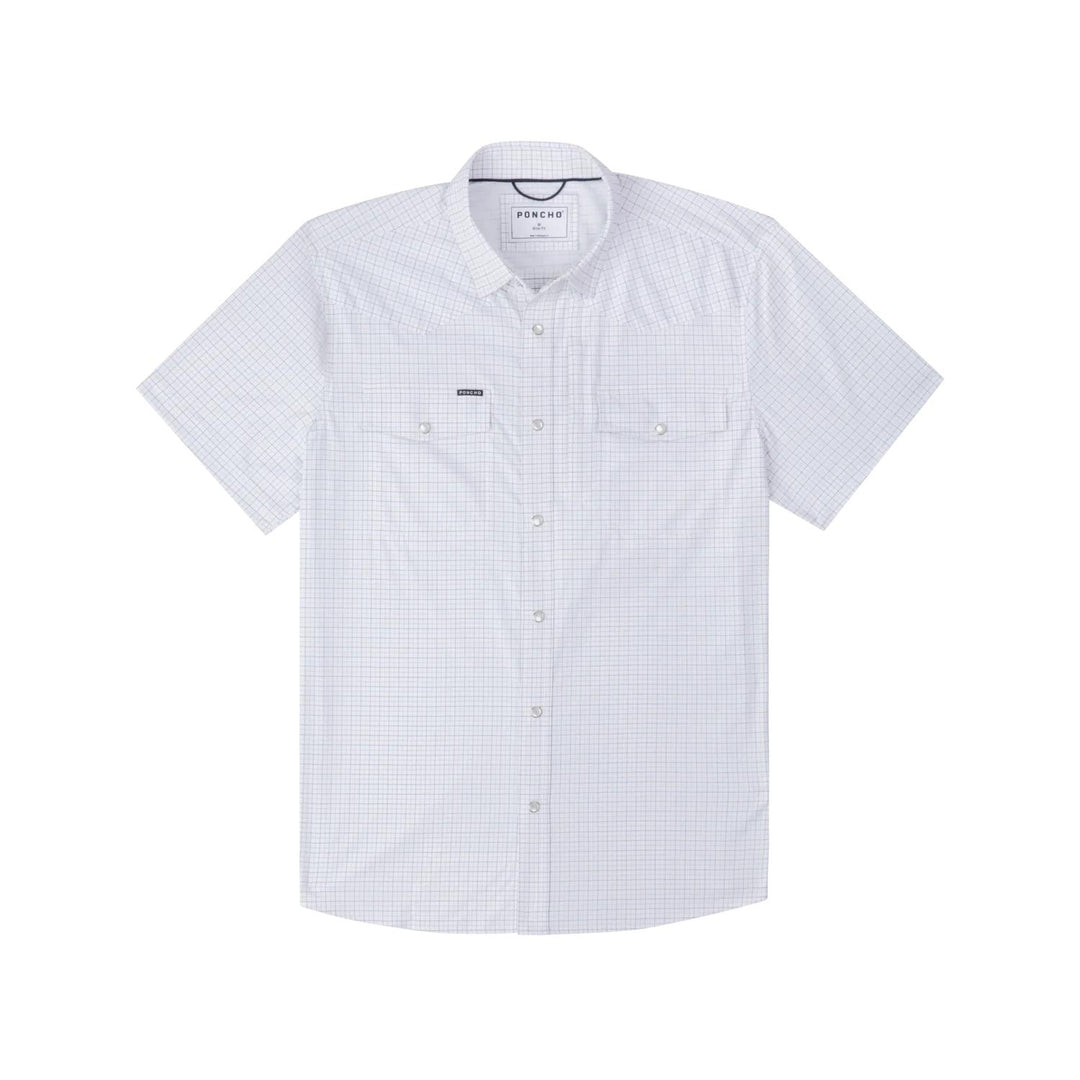 Poncho The Auctioneer Western Short Sleeve Shirt-Men's Clothing-Double Blue Check-Regular-S-Kevin's Fine Outdoor Gear & Apparel