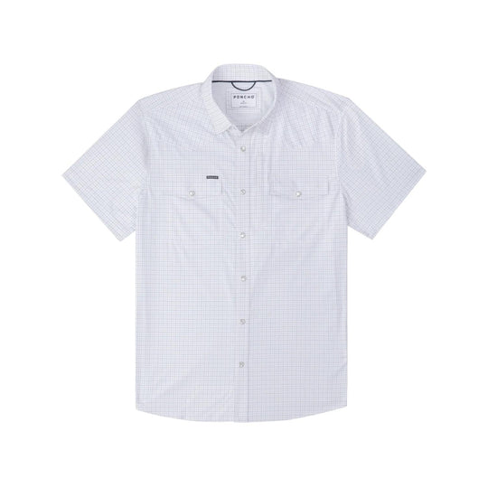 Poncho The Auctioneer Western Short Sleeve Shirt-Men's Clothing-Double Blue Check-Regular-S-Kevin's Fine Outdoor Gear & Apparel