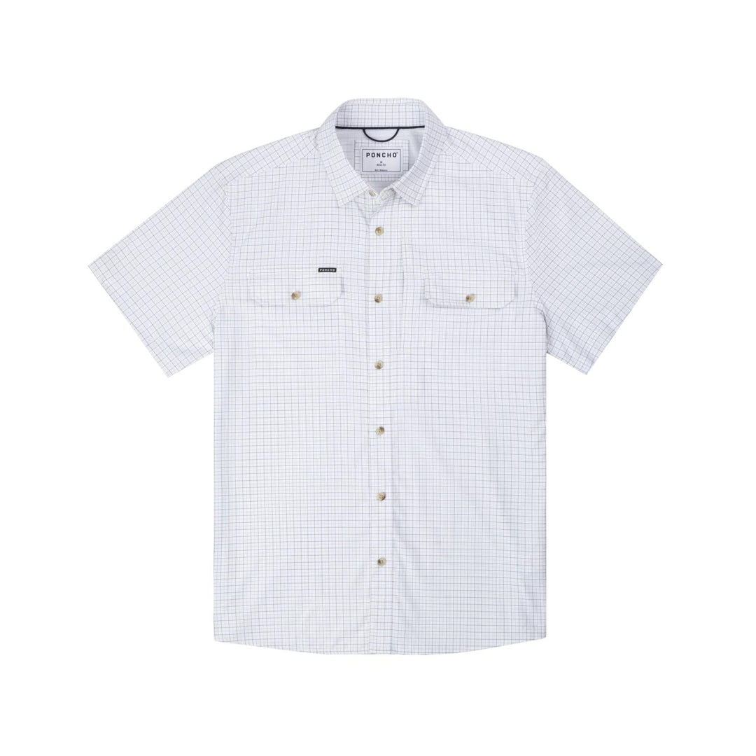 Poncho The Cattleman Original Short Sleeve Shirt-Men's Clothing-Double Blue Check-Regular-S-Kevin's Fine Outdoor Gear & Apparel