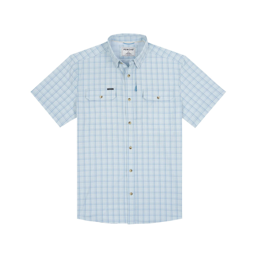 Poncho The Charlotte Harbor Original Short Sleeve Shirt-Men's Clothing-Ocea Blue Check Plaid-Regular-M-Kevin's Fine Outdoor Gear & Apparel