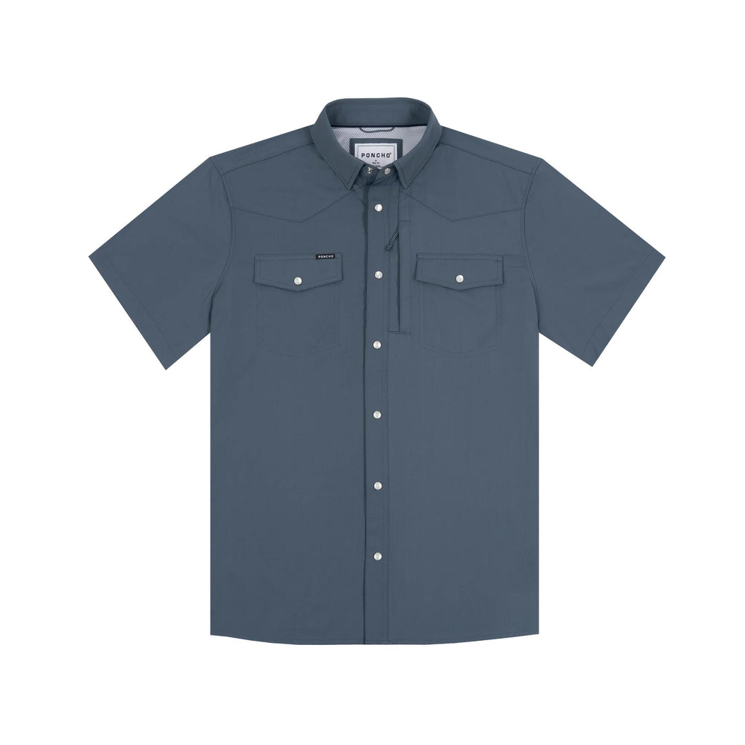 Poncho The Dogtooth Western Short Sleeve Shirt-Men's Clothing-Slate Blue-Regular-M-Kevin's Fine Outdoor Gear & Apparel
