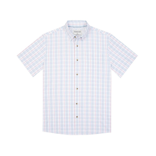Poncho The Mullet Ultra-Lite Short Sleeve Shirt-Men's Clothing-Red Grey And Blue Plaid-Regular-M-Kevin's Fine Outdoor Gear & Apparel