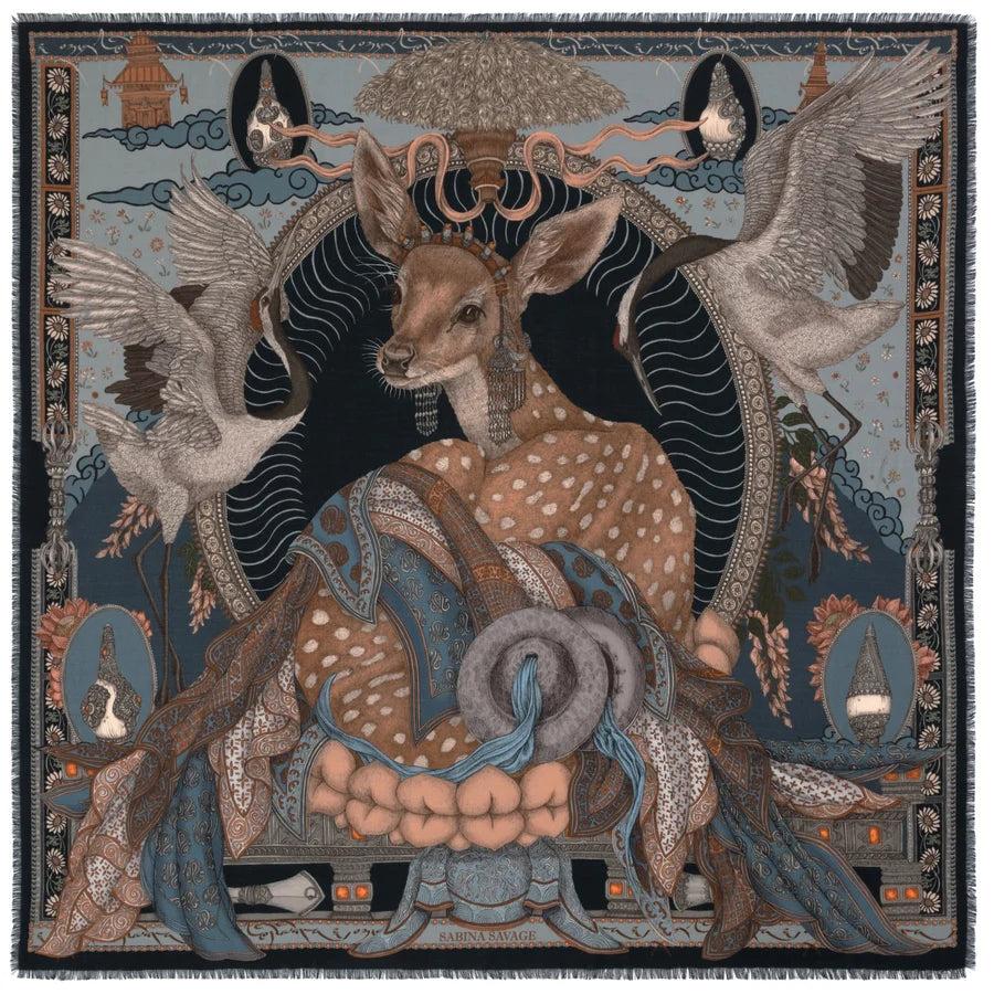 Sabina Savage The Song Deer 53" Wool/Silk Scarf