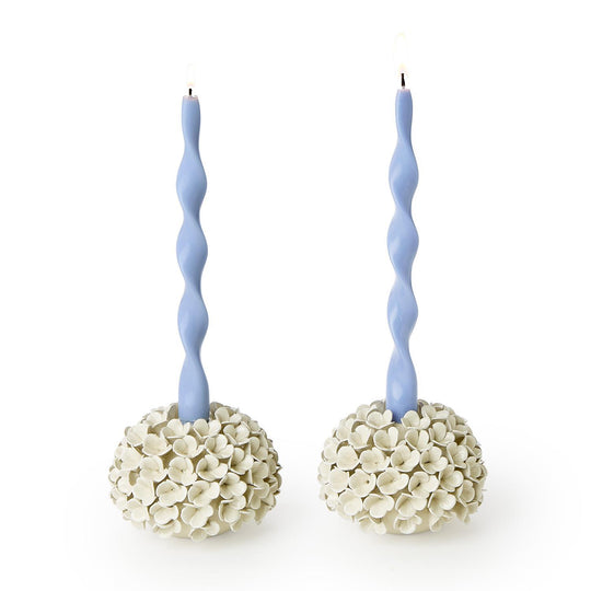 White Hydrangea Flower Bud Vases/Taper Candle Holders-Home/Giftware-Kevin's Fine Outdoor Gear & Apparel