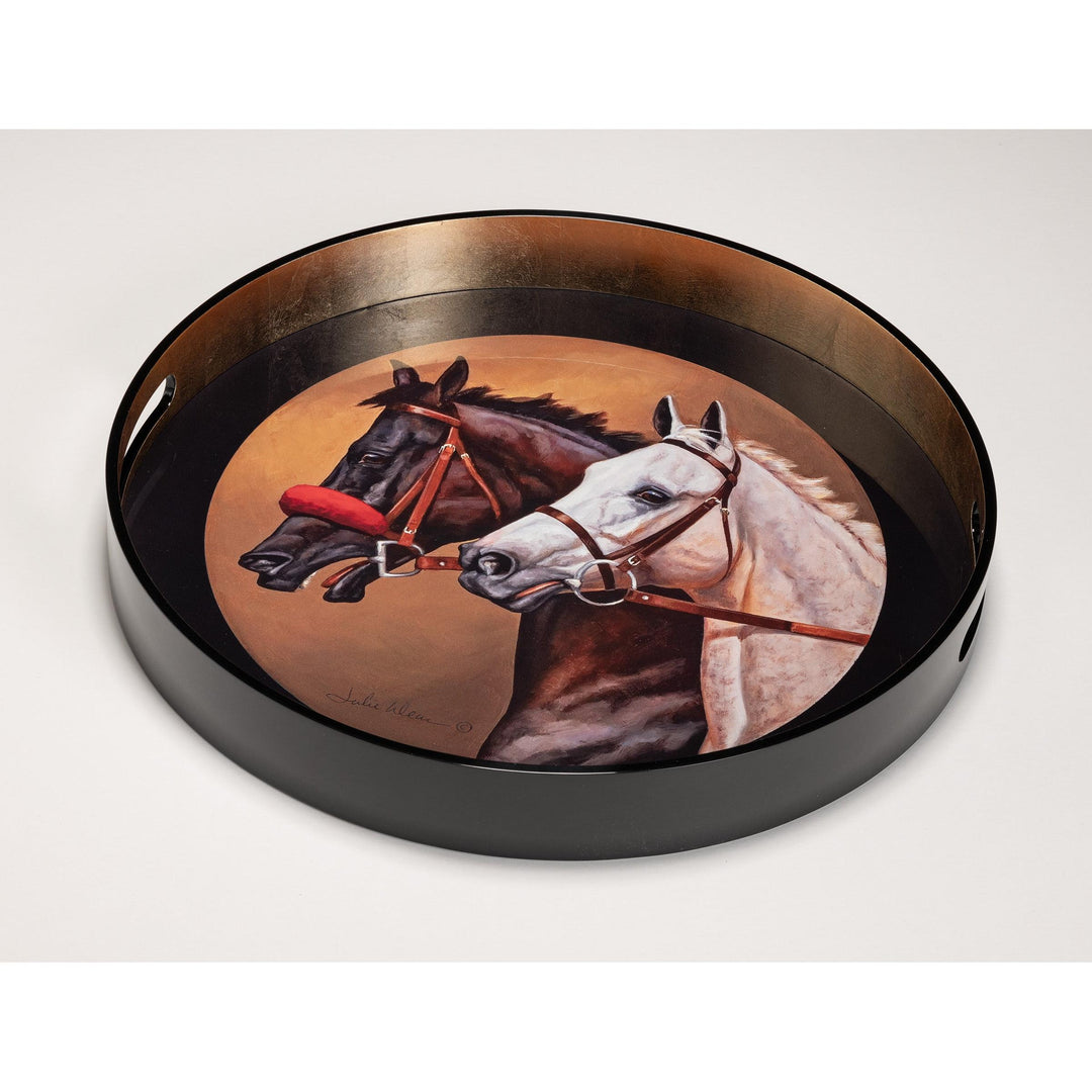 Round Lacquer Tray w/ Handles-Home/Giftware-2 Horse Head-Kevin's Fine Outdoor Gear & Apparel