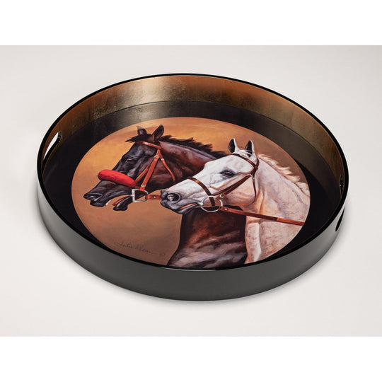 Round Lacquer Tray w/ Handles-Home/Giftware-2 Horse Head-Kevin's Fine Outdoor Gear & Apparel
