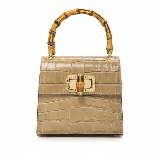 Kevin's Mini sac en cuir pour femmes avec poignées en bambou