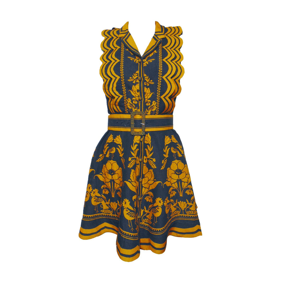 Scarlett Poppies Vixeen Short Dress-Women's Clothing-Midnight Ink/ Golden Yellow-XS-Kevin's Fine Outdoor Gear & Apparel