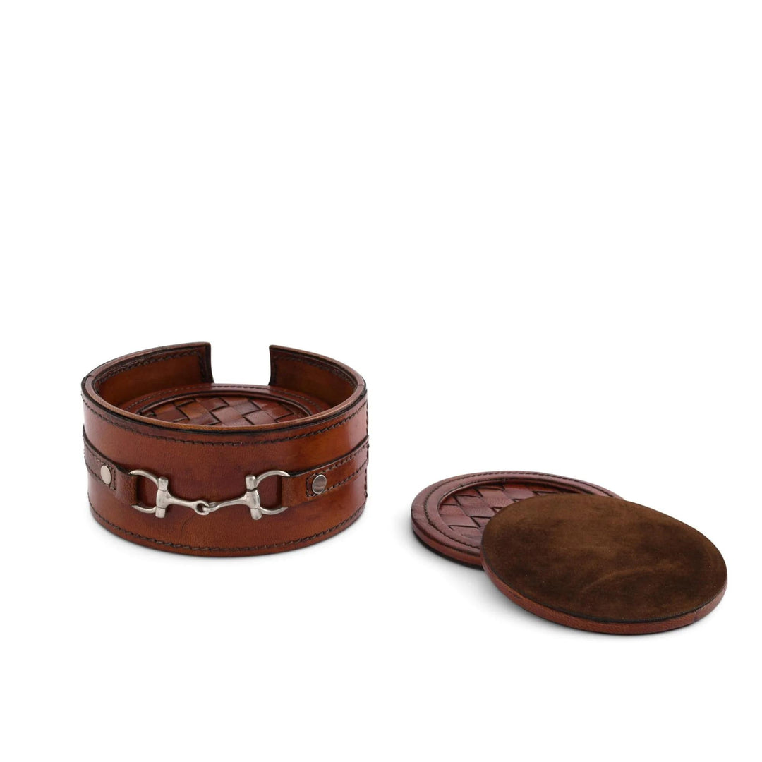 Premium Genuine Leather Coaster Set Bit (Set of 6)-Home/Giftware-Kevin's Fine Outdoor Gear & Apparel