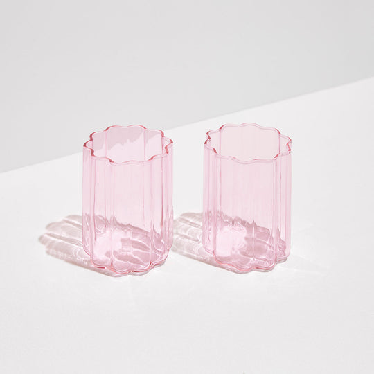 Fazeek Set of 2 Wave Glasses-Home/Giftware-Pink-Kevin's Fine Outdoor Gear & Apparel
