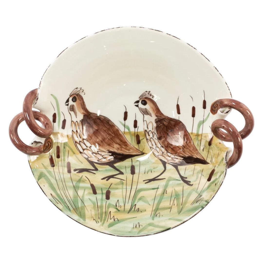 Vietri Wildlife Quail Handled Scallop Bowl-Home/Giftware-Quail-Kevin's Fine Outdoor Gear & Apparel