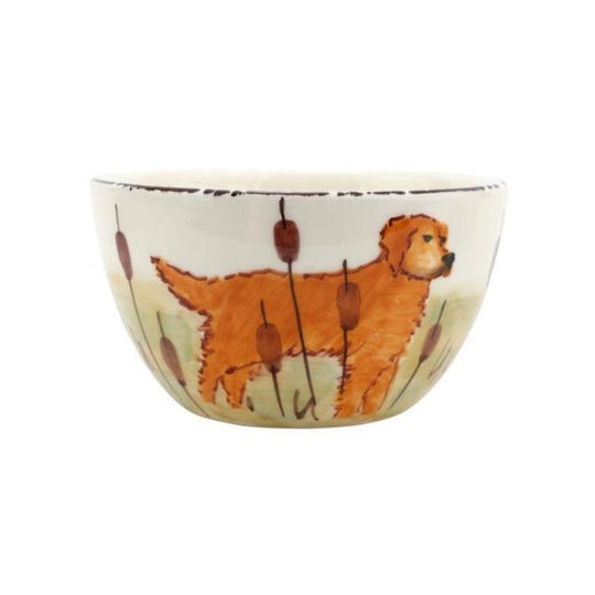 Vietri Wildlife Cereal Bowl-Lifestyle-Yellow Hunting Dog-Kevin's Fine Outdoor Gear & Apparel