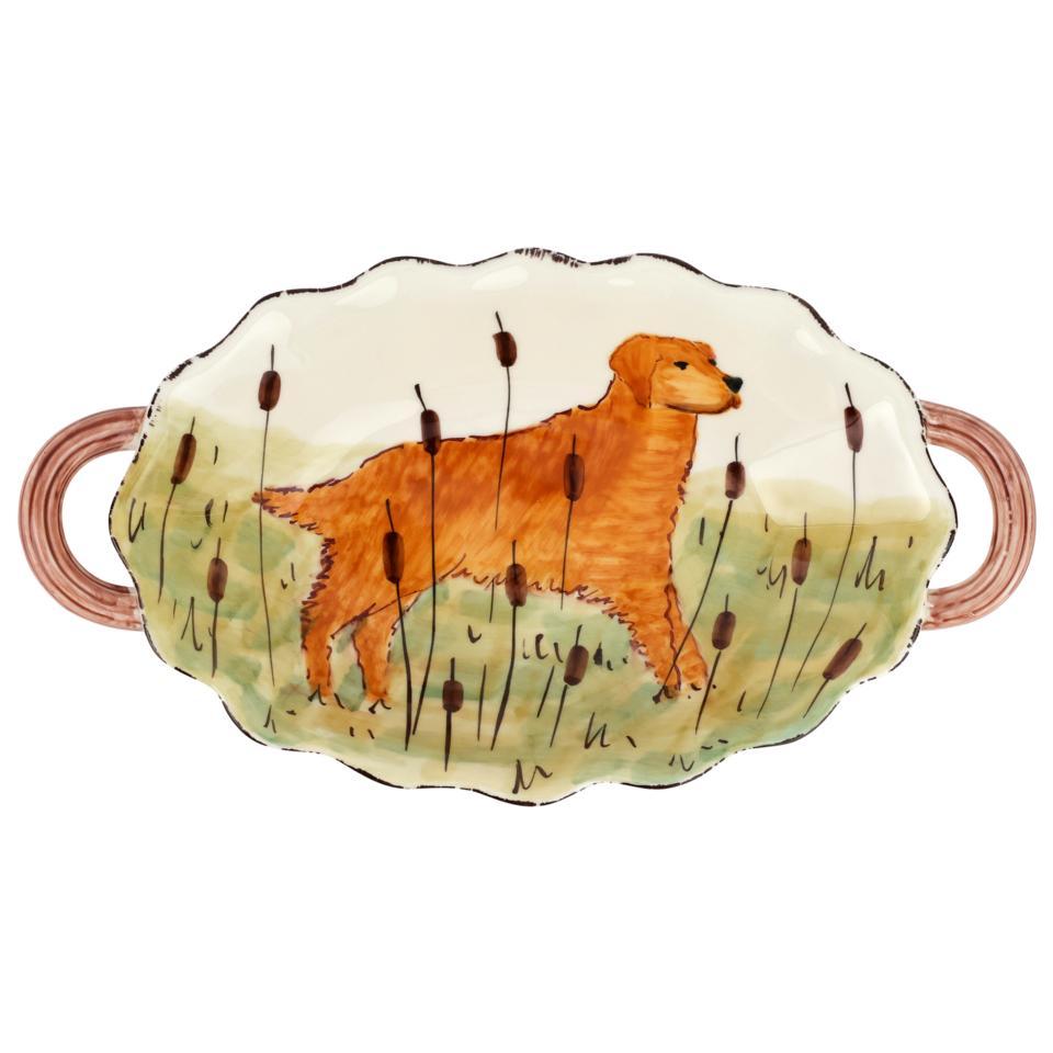 Vietri Wildlife Hunting Dog Handled Oval Bowl-Lifestyle-Kevin's Fine Outdoor Gear & Apparel