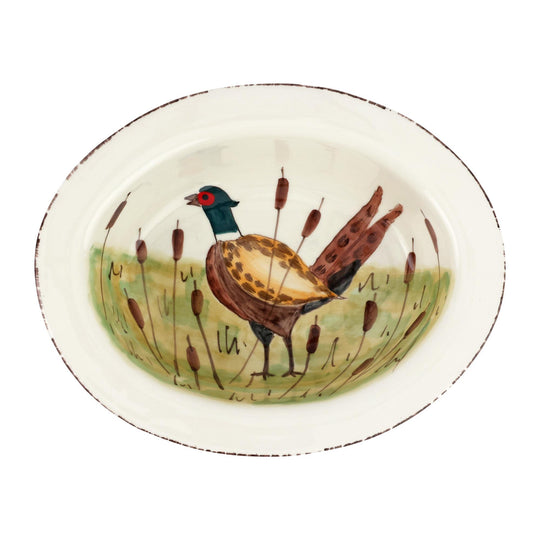Vietri Wildlife Pheasant Small Rimmed Oval Bowl-Lifestyle-Kevin's Fine Outdoor Gear & Apparel