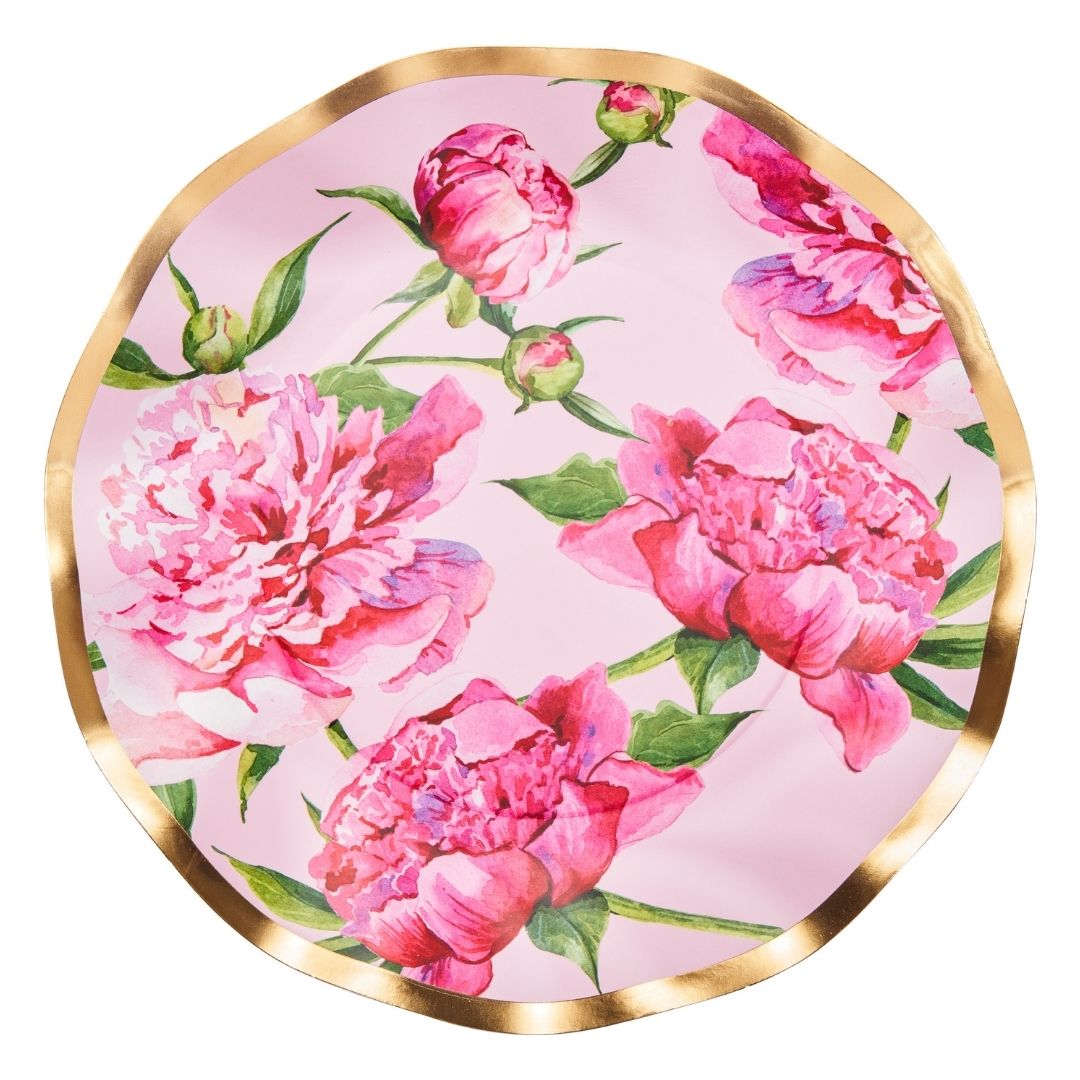 Sophistiplate Wavy Dinner Plate Pink Peonies-Lifestyle-ONE SIZE-Kevin's Fine Outdoor Gear & Apparel