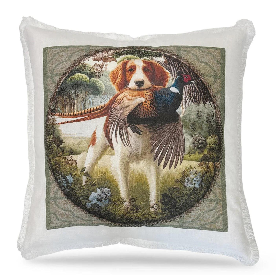 Woodland Fringe 22" x 22" Pillow-Home/Giftware-White-Hunting Dog-Kevin's Fine Outdoor Gear & Apparel