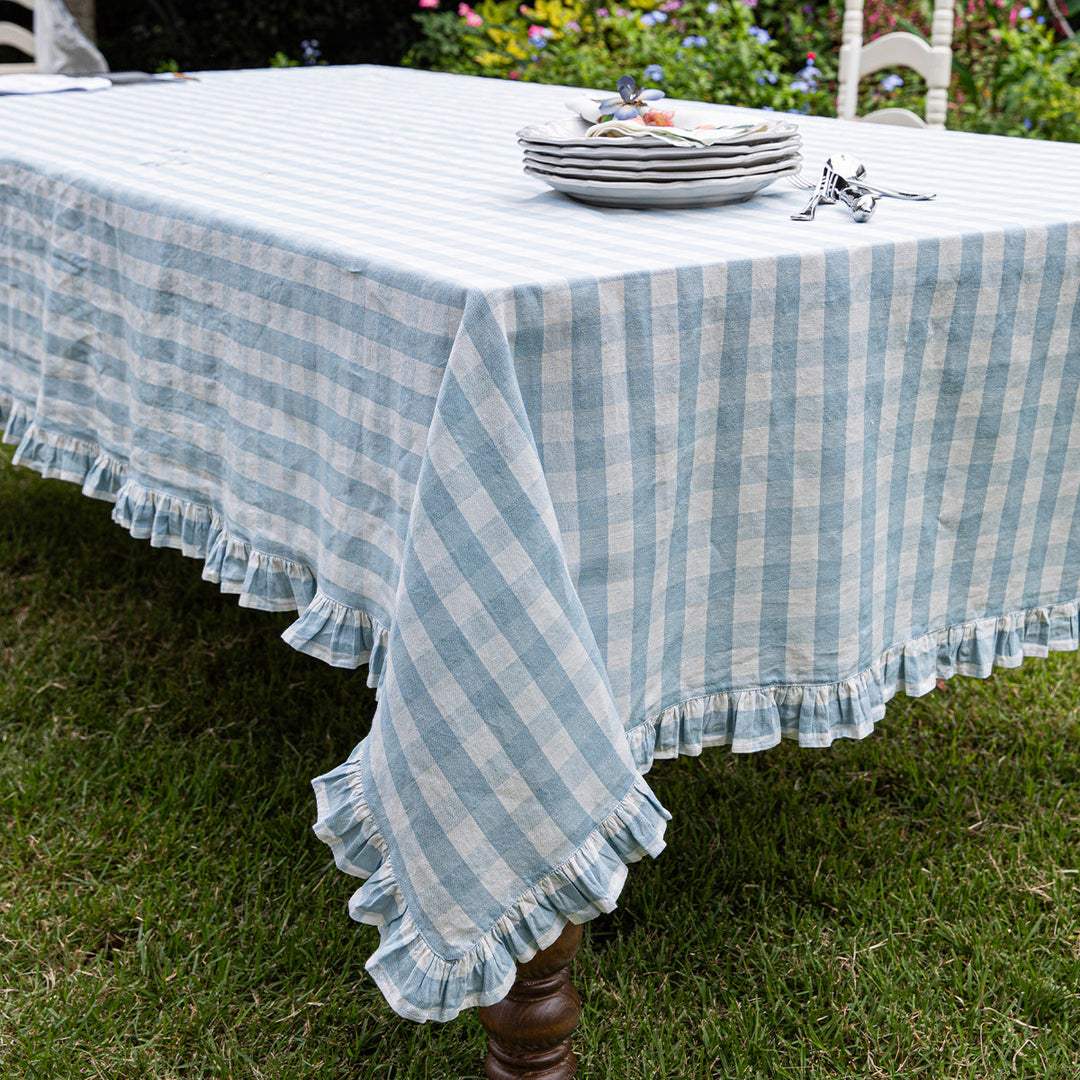 Juliska 60" x 120" Gingham Ruffle Table Cloth-Home/Giftware-Kevin's Fine Outdoor Gear & Apparel