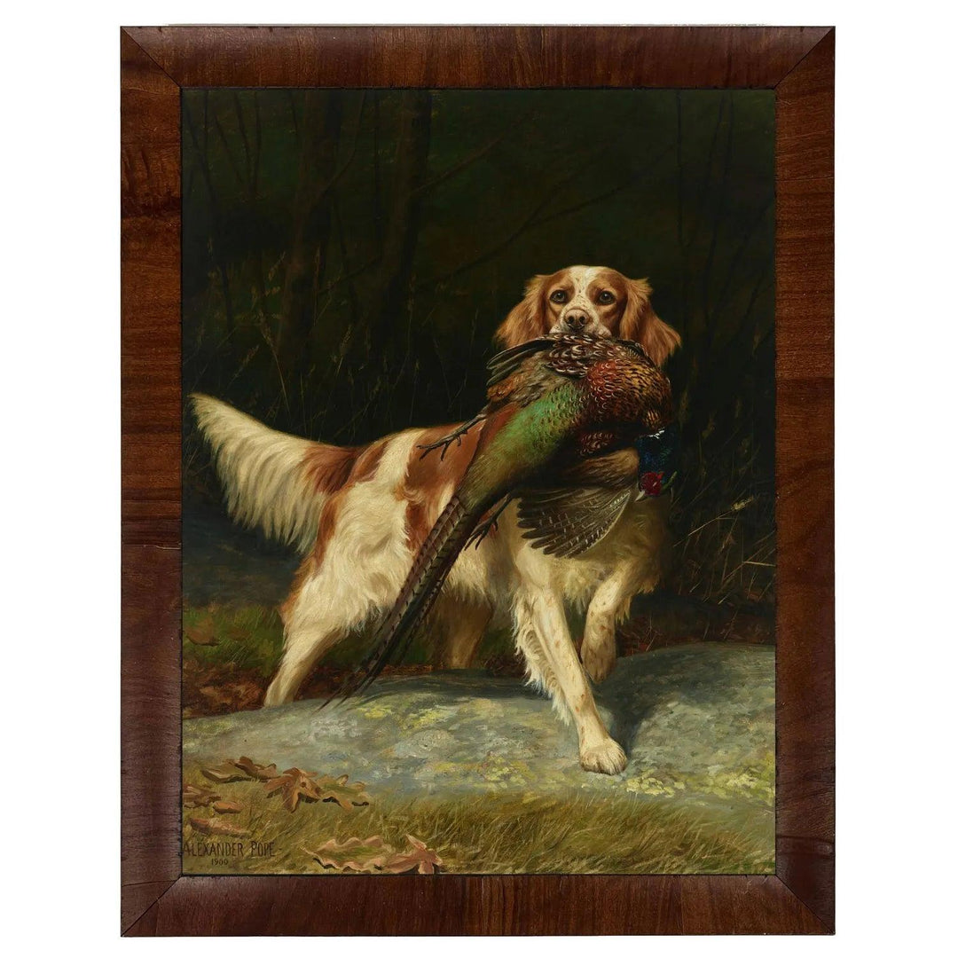 Vintage Dog with Duck Framed Oil Reproduction-Home/Giftware-18" x 24"-Kevin's Fine Outdoor Gear & Apparel