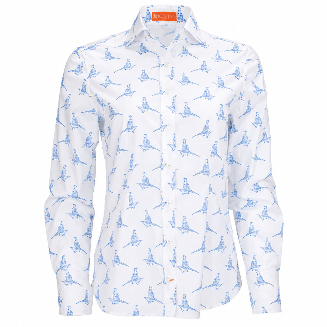 Kevin's Finest Women's Blue Pheasant Blouse-Women's Clothing-Blue Pheasant-XS-Kevin's Fine Outdoor Gear & Apparel