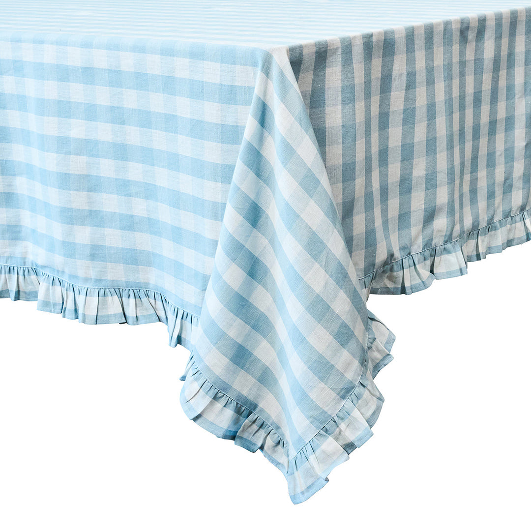 Juliska 60" x 120" Gingham Ruffle Table Cloth-Home/Giftware-Ocean-Kevin's Fine Outdoor Gear & Apparel