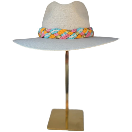 Baldiz White Palm Hat-Women's Accessories-PINK/LIGHT BLUE/ORANGE/GOLD BAND-ONE SIZE-Kevin's Fine Outdoor Gear & Apparel