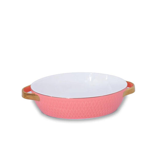 Beatriz Ball Ceramic Small Oval Baker with Gold Handles-Home/Giftware-Salmon-Kevin's Fine Outdoor Gear & Apparel