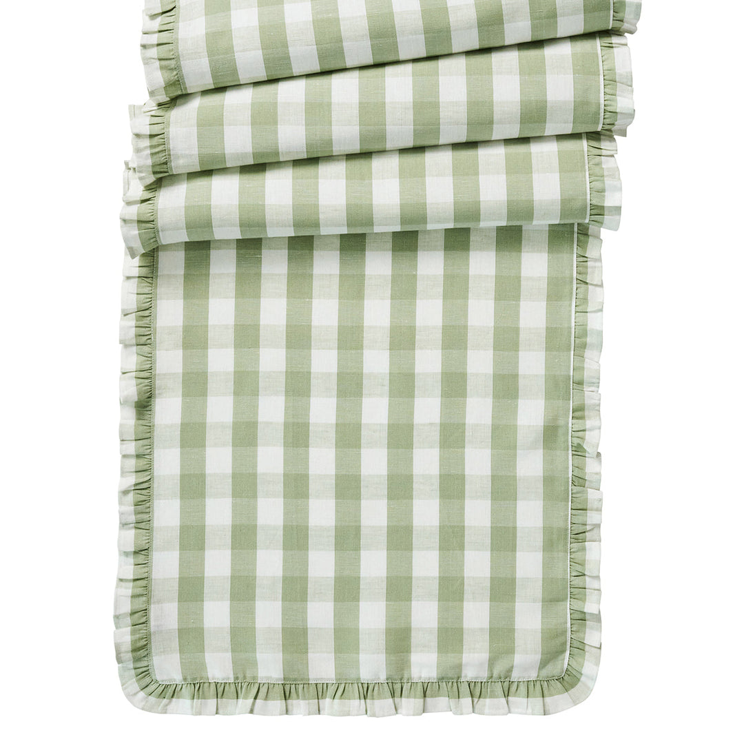 Juliska 18" x 90" Gingham Ruffle Table Runner-Home/Giftware-Seagrass-Kevin's Fine Outdoor Gear & Apparel