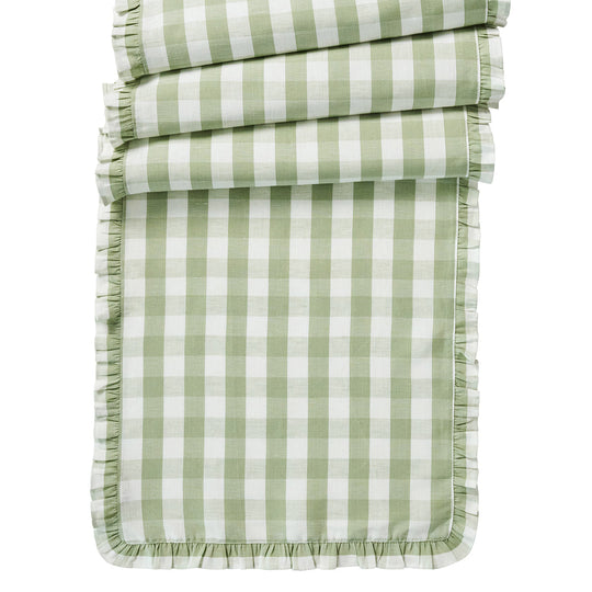 Juliska 18" x 90" Gingham Ruffle Table Runner-Home/Giftware-Seagrass-Kevin's Fine Outdoor Gear & Apparel