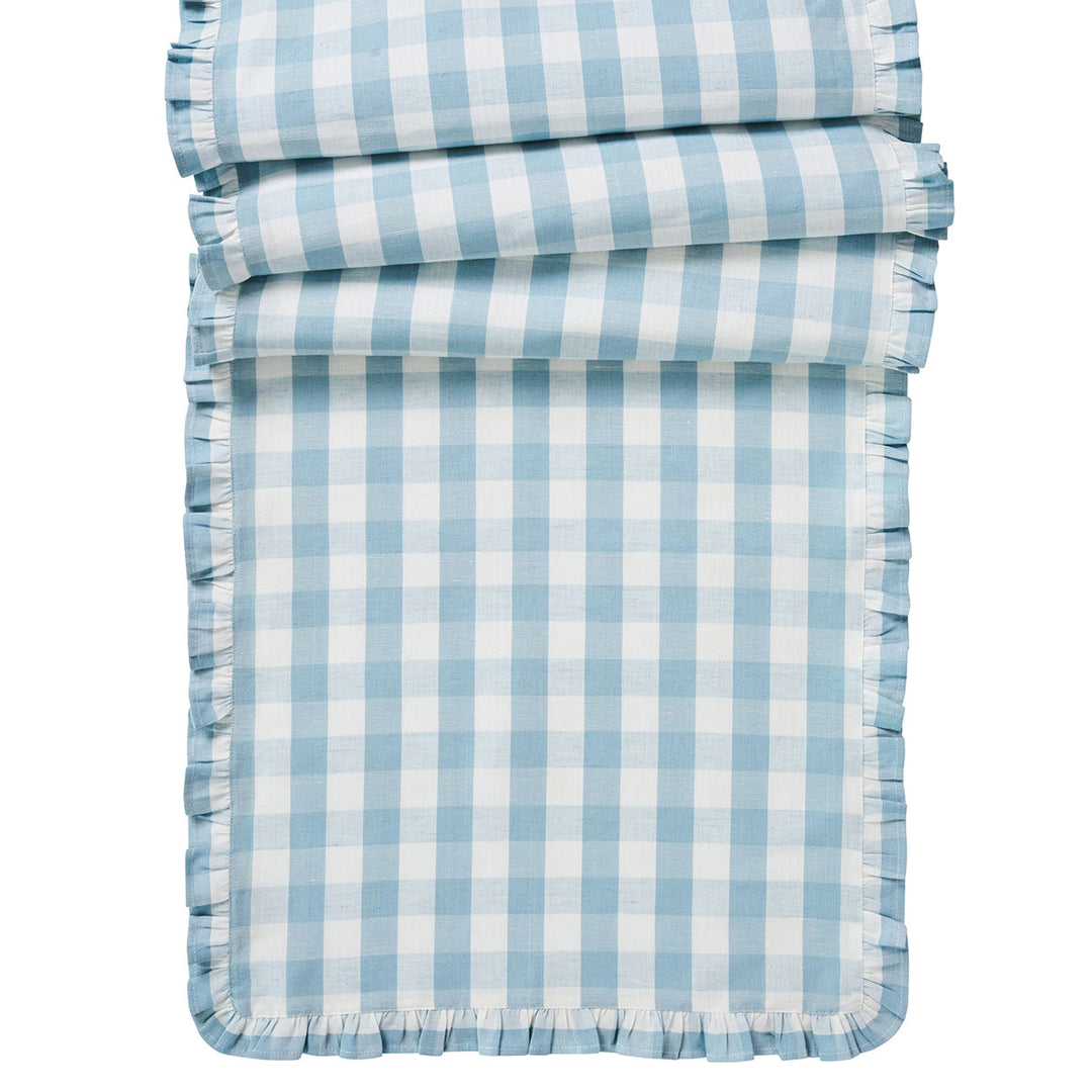 Juliska 18" x 90" Gingham Ruffle Table Runner-Home/Giftware-Ocean-Kevin's Fine Outdoor Gear & Apparel