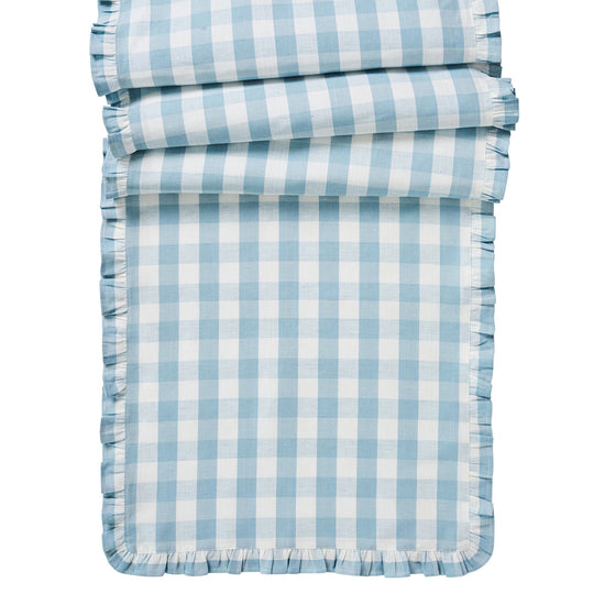 Juliska 18" x 90" Gingham Ruffle Table Runner-Home/Giftware-Ocean-Kevin's Fine Outdoor Gear & Apparel