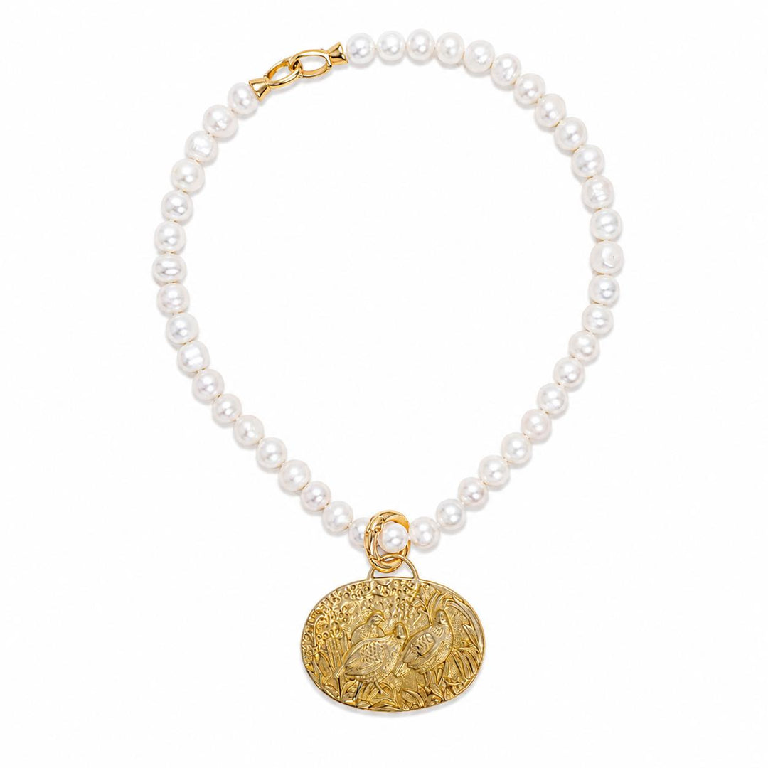 Freshwater Pearl Brass Pendant Necklace-Jewelry-Quail Trio-Kevin's Fine Outdoor Gear & Apparel
